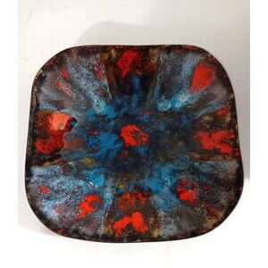 KAREKA Enameled COPPER BOWL DISH Multi Colored VTG 60s MCM Eames Era 8”